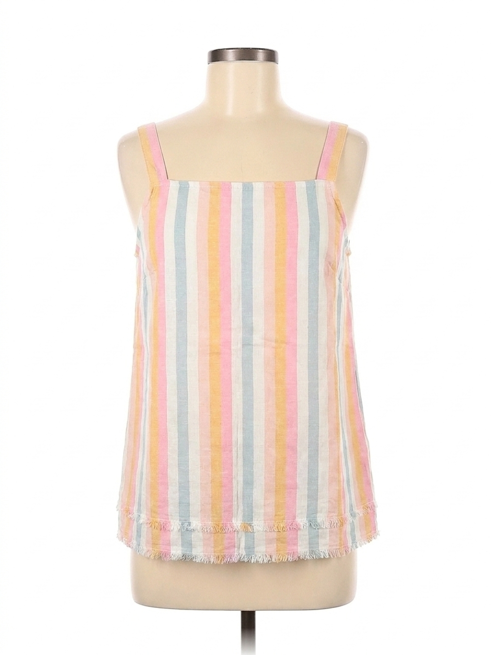 NEW CHARLIE B striped linen tank top in banana